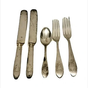 Franklin Silver Plate Co. Lot of 5 Wreath Shield Skeleton Key Hallmark Monogram